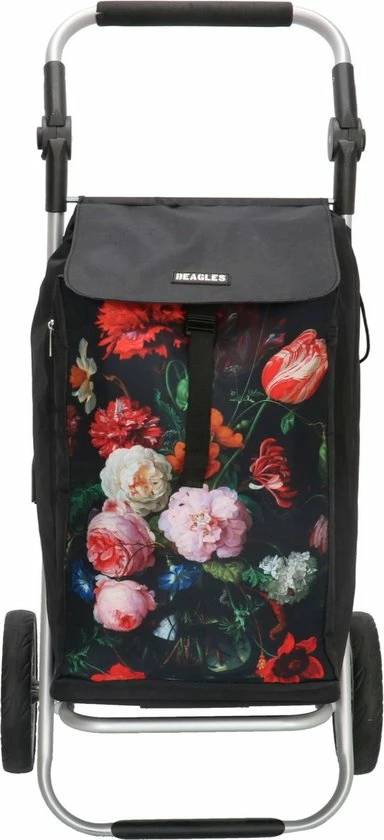 Beagles Alberic Boodschappen Trolley - Bloem Zwart 3 Beagles Alberic Boodschappen Trolley - Bloem Zwart