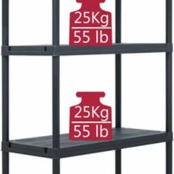 VidaXL Opbergrek 100 Kg 60x30x138 Cm Kunststof Zwart -Lesser & Pavey-winkel 389x840 1