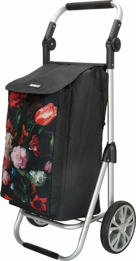 Beagles Alberic Boodschappen Trolley - Bloem Zwart 5 Beagles Alberic Boodschappen Trolley - Bloem Zwart - Afbeelding 3