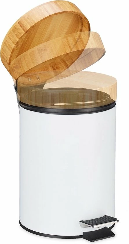 OMID HOME® - Bamboe Pedaalemmer - 3 Liter - Afvalemmer Badkamer - Afvalbak Toilet - Softclose - Wit 5 OMID HOME® - Bamboe Pedaalemmer - 3 Liter - Afvalemmer Badkamer - Afvalbak Toilet - Softclose - Wit - Afbeelding 3