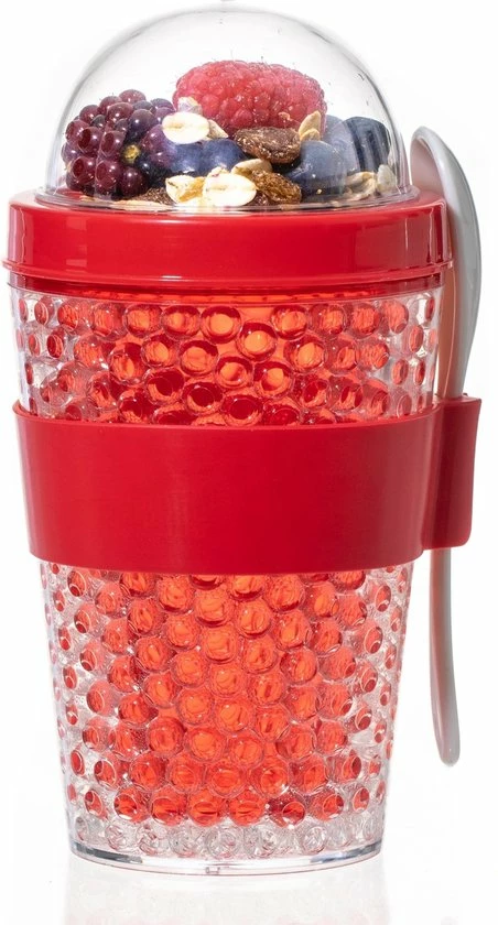 Sareva Muesli Beker Yoghurt 2 Go Rood Met Lepel 3 Sareva Muesli Beker Yoghurt 2 Go Rood Met Lepel