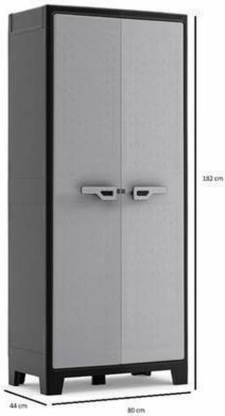 Keter Titan Hoge Kast - 4 Planken - 80x44x182cm – Zwart/Grijs 14 Keter Titan Hoge Kast - 4 Planken - 80x44x182cm – Zwart/Grijs - Afbeelding 12