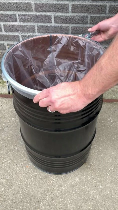 BinBin Handle Vuil Industriële Prullenbak Afvalscheiding 60 Liter Olievat Met Handvat Deksel 4 BinBin Handle Vuil Industriële Prullenbak Afvalscheiding 60 Liter Olievat Met Handvat Deksel - Afbeelding 2