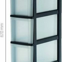 IRIS Ladekast Met 3 Grote Lades - Transparant - Zwart