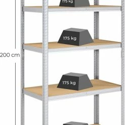 IN-HOMEXL IN.HOMEXL - Amato Set Van 2 - Stellingkast - Opbergrek - 5 Planken - 875 Kg Draagkracht - 200x100x50 Cm - Metaal/MDF - RVS - Grijs 15 IN-HOMEXL IN.HOMEXL - Amato Set Van 2 - Stellingkast - Opbergrek - 5 Planken - 875 Kg Draagkracht - 200x100x50 Cm - Metaal/MDF - RVS - Grijs -Lesser & Pavey-winkel 503x840 1