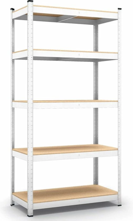 IN-HOMEXL IN.HOMEXL - Amato Set Van 2 - Stellingkast - Opbergrek - 5 Planken - 875 Kg Draagkracht - 200x100x50 Cm - Metaal/MDF - RVS - Grijs 5 IN-HOMEXL IN.HOMEXL - Amato Set Van 2 - Stellingkast - Opbergrek - 5 Planken - 875 Kg Draagkracht - 200x100x50 Cm - Metaal/MDF - RVS - Grijs - Afbeelding 3