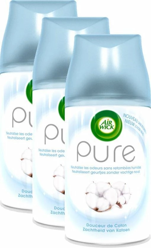 Air Wick Freshmatic Automatische Spray Luchtverfrisser - Pure Zachtheid Van Katoen Navulling - 3 Stuks - Voordeelverpakking 3 Air Wick Freshmatic Automatische Spray Luchtverfrisser - Pure Zachtheid Van Katoen Navulling - 3 Stuks - Voordeelverpakking