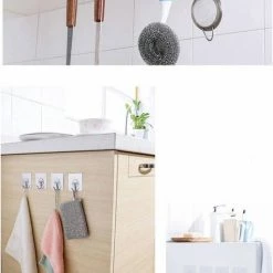 Merkloos Zelfklevende Handdoekhaakjes 10 Stuks - Handdoekhouder Haak - Muur Ophang Haak - Wandhaken - Ophanghaakjes - Keuken Handdoekhaak - Theedoek / Handdoek Plakhaakjes - Transparant -Lesser & Pavey-winkel 513x840