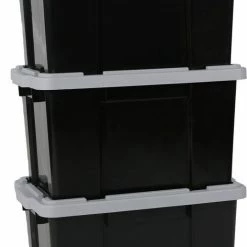 IRIS Ohyama Powerbox Opbergbox - 50L - Kunststof - Zwart/Grijs - Set Van 3