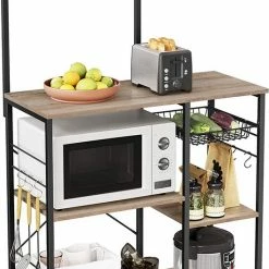 IN-HOMEXL IN.HOMEXL Settend - Keukentrolley - Keukenkast - Keukenrek Staand - Industrieel - Grijs - Zwart - 60 X 40 X 132 Cm