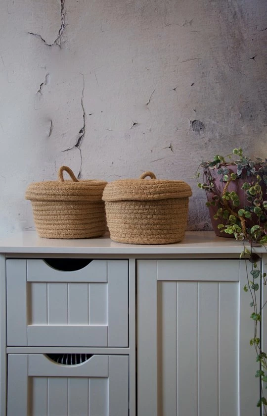 Oliva's - Jute Mandjes - Opbergmand - Opbergbakje - Opbergmandjes - 3L - Set Van 2 Stuks 6 Oliva's - Jute Mandjes - Opbergmand - Opbergbakje - Opbergmandjes - 3L - Set Van 2 Stuks - Afbeelding 4