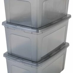 IRIS OHYAMA IRIS Modular Clear OpbergBox - 50L - 3 Stuks - Grijs