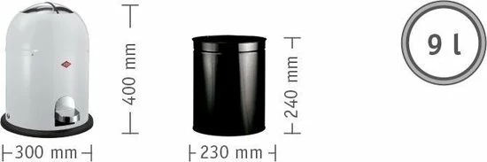 Wesco Single Master Prullenbak - 9 L - Wit 5 Wesco Single Master Prullenbak - 9 L - Wit - Afbeelding 3