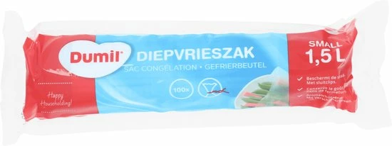 Dumil® | 5 Rollen A 100 Diepvrieszakjes Sluitstrip Small 1,5 Liter | Freezerbag 4 Dumil® | 5 Rollen A 100 Diepvrieszakjes Sluitstrip Small 1,5 Liter | Freezerbag - Afbeelding 2