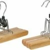 Merkloos Set Van 6x Stuks Houten Broekhangers Kledinghangers 24,5 Cm - Kledinghangers / Kleerhangers - Broeken En Rokken Ophangen