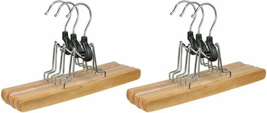 Merkloos Set Van 6x Stuks Houten Broekhangers Kledinghangers 24,5 Cm - Kledinghangers / Kleerhangers - Broeken En Rokken Ophangen 3 Merkloos Set Van 6x Stuks Houten Broekhangers Kledinghangers 24,5 Cm - Kledinghangers / Kleerhangers - Broeken En Rokken Ophangen