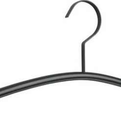 TOPhangers [Set Van 5] Luxe Metalen Jashangers / Garderobehangers 45cm Breed In Een Supermooie Mat Zwarte Finish En Voorzien Van Een Platte Designhaak