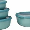 Mepal - Multikom Cirqula 4-delige Set (350 + 750 + 1250 + 2250 Ml) - Mag In De Vriezer, Magnetron En Vaatwasser – Nordic Green – Meal Prep Bakjes - Bewaardozen Met Deksel