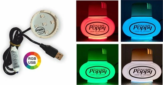 POPPY GRACE MATE® Poppy Grace Mate Luchtverfrisser DENNEN 150 ML. En Origineel Poppy RGB Lampje En USB Aansluiting 6 POPPY GRACE MATE® Poppy Grace Mate Luchtverfrisser DENNEN 150 ML. En Origineel Poppy RGB Lampje En USB Aansluiting - Afbeelding 4