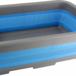 Trendo 1x Grijs/blauwe Opvouwbare Afwasbak 37 X 28 Cm - Keukenbenodigdheden - Afwassen - Afwasbakken/afwasteilen/afdruiprekken Opvouwbaar