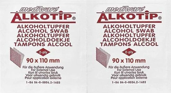 Alkotip Alcoholdoekjes 90x110mm, 100 Stuks 5 Alkotip Alcoholdoekjes 90x110mm, 100 Stuks - Afbeelding 3