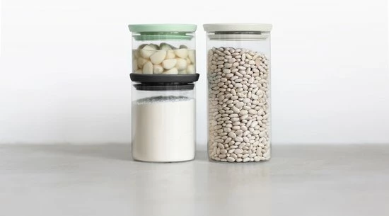 Brabantia Voorraadpotten - Stapelbaar - 0,3 0,6 & 1,1 L - Glas 8 Brabantia Voorraadpotten - Stapelbaar - 0,3 0,6 & 1,1 L - Glas - Afbeelding 6