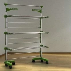 Herzberg HG-5015; Moving Clothes Rack Green -Lesser & Pavey-winkel 550x309 45