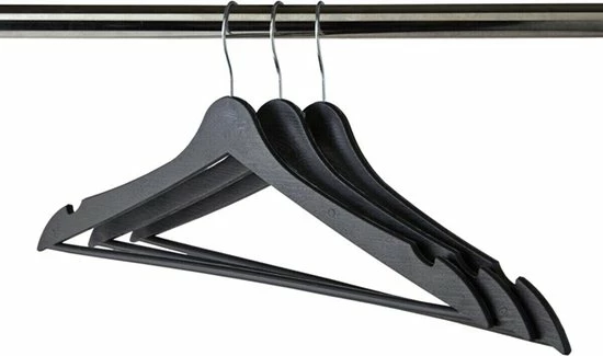 Zwarte Klerenhanger - Hout Look Kledinghangers - Kleerhanger Met Inkeping En Broeklat - Metalen Haak - Klerenrek - MYHOME24 4 Zwarte Klerenhanger - Hout Look Kledinghangers - Kleerhanger Met Inkeping En Broeklat - Metalen Haak - Klerenrek - MYHOME24 - Afbeelding 2