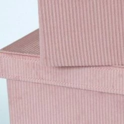 Oliva's - Opbergbox - Opbergmand Met Deksel - Opbergdoos - Opberg Poef - Set Van 2 Stuks - Velvet Ribstof - Roze -Lesser & Pavey-winkel 550x331