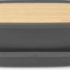 Brabantia Nic Broodtrommel - Met Bamboe Deksel - Dark Grey
