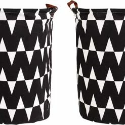 Fop En Bij 2x Opbergmand Kinderkamer En Babykamer - Zwart/Wit - Haaientanden - Wasmand - Opbergkist - Opbergzak - Opbergbox - Speelgoed - Woonkamer/Slaapkamer - Organizer Decoratie - Inspiratie - Accessoires - Meisjes En Jongens - Kinderen - Baby