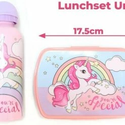 KliederZ Broodtrommel + Drinkfles Unicorn | Lunchbox Voor Kinderen | Eenhoorn Roze LS03a -Lesser & Pavey-winkel 550x356
