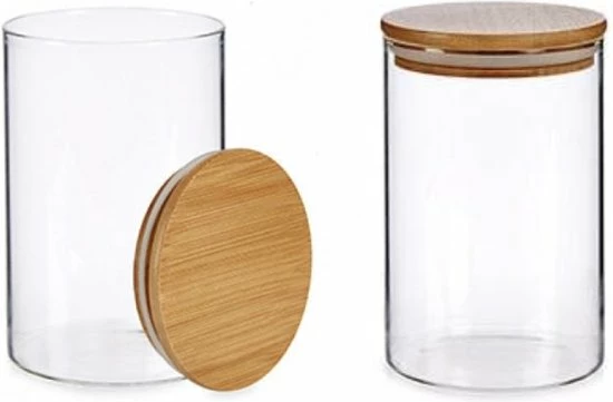 Merkloos Glazen Voorraadpot – Bewaarpot – Pastapot – Koekpot – Snoeppot – Muesli Bewaarbus – Rond – Glas – Borosilicaatglas – Met Houten Deksel – 1,1 Liter – Hermetisch Afsluitbaar – Luchtdicht 3 Merkloos Glazen Voorraadpot – Bewaarpot – Pastapot – Koekpot – Snoeppot – Muesli Bewaarbus – Rond – Glas – Borosilicaatglas – Met Houten Deksel – 1,1 Liter – Hermetisch Afsluitbaar – Luchtdicht