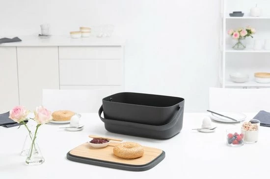 Brabantia Nic Broodtrommel - Met Bamboe Deksel - Dark Grey 13 Brabantia Nic Broodtrommel - Met Bamboe Deksel - Dark Grey - Afbeelding 11