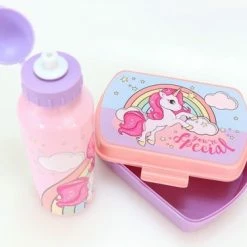 KliederZ Broodtrommel + Drinkfles Unicorn | Lunchbox Voor Kinderen | Eenhoorn Roze LS03a -Lesser & Pavey-winkel 550x366 5