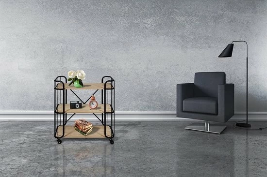 Lifa-Living LIFA LIVING Industriële Bakkerskast - Serveerwagen Op Wielen - Opbergkast - Zwart - Metaal & Hout - 80 X 41 X 93 Cm 10 Lifa-Living LIFA LIVING Industriële Bakkerskast - Serveerwagen Op Wielen - Opbergkast - Zwart - Metaal & Hout - 80 X 41 X 93 Cm - Afbeelding 8