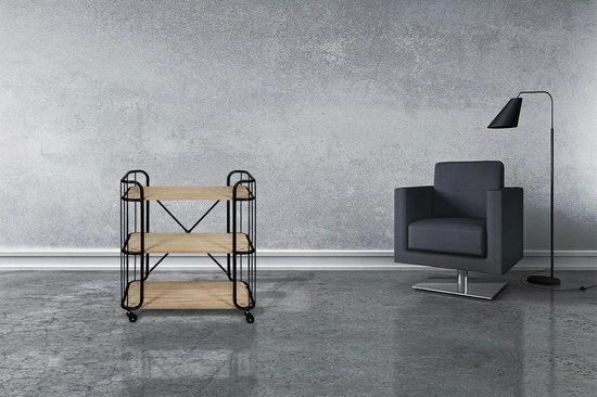 Lifa-Living LIFA LIVING Industriële Bakkerskast - Serveerwagen Op Wielen - Opbergkast - Zwart - Metaal & Hout - 80 X 41 X 93 Cm 13 Lifa-Living LIFA LIVING Industriële Bakkerskast - Serveerwagen Op Wielen - Opbergkast - Zwart - Metaal & Hout - 80 X 41 X 93 Cm - Afbeelding 11