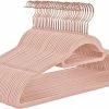 Acaza Set Van 30 Anti-Slip Kledinghangers - 30 Dunne Roze Kleerhangers / Kapstokken - Roze En Goud