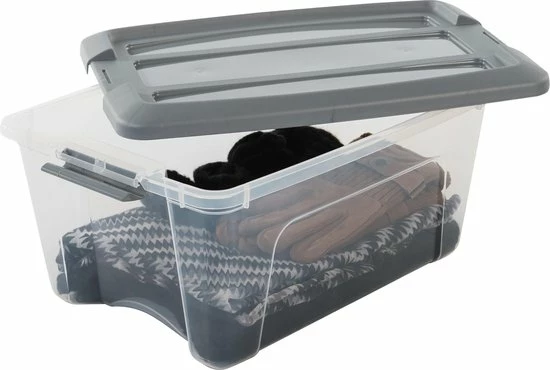 IRIS OHYAMA IRIS New Topbox Opbergbox - 15L - Kunststof - Transparant/Zilvergrijs - Set Van 3 4 IRIS OHYAMA IRIS New Topbox Opbergbox - 15L - Kunststof - Transparant/Zilvergrijs - Set Van 3 - Afbeelding 2