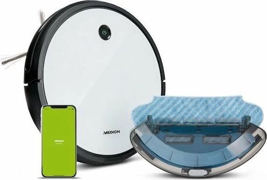 Medion MD 19601 - Robotstofzuiger Met Dweilfunctie - Wit/Zwart 6 Medion MD 19601 - Robotstofzuiger Met Dweilfunctie - Wit/Zwart - Afbeelding 4
