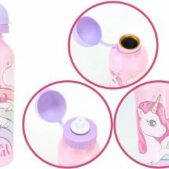 KliederZ Broodtrommel + Drinkfles Unicorn | Lunchbox Voor Kinderen | Eenhoorn Roze LS03a -Lesser & Pavey-winkel 550x388
