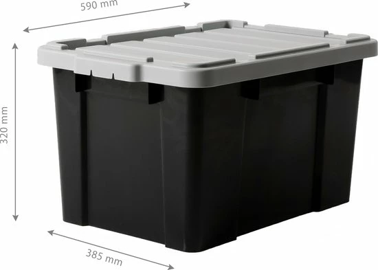 IRIS Ohyama Powerbox Opbergbox - 50L - Kunststof - Zwart/Grijs - Set Van 3 6 IRIS Ohyama Powerbox Opbergbox - 50L - Kunststof - Zwart/Grijs - Set Van 3 - Afbeelding 4