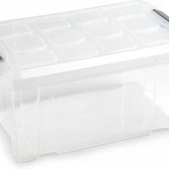 Forte Plastics 1x Stuks Opslagbakken/organizers Met Deksel 5 Liter 29 X 19 X 14 Cm Transparant - Opbergbakken