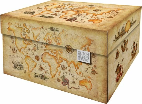 Dutch Design Brand - Dutch Design Storage Box - Opbergdoos - Opbergbox - Bewaardoos - Landkaart - Vintage - Ancient World Map 3 Dutch Design Brand - Dutch Design Storage Box - Opbergdoos - Opbergbox - Bewaardoos - Landkaart - Vintage - Ancient World Map
