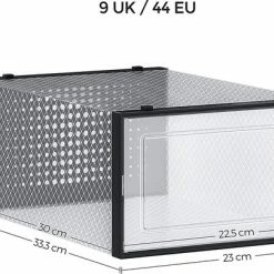 Songmics Schoendozen, Set Van 18, Opbergdozen Voor Schoenen, Schoen Organizer, Plastic Dozen, Opvouwbaar En Stapelbaar, Voor Schoenen Tot Maat 42, Transparant Zwart LSP18SBKV1 -Lesser & Pavey-winkel 550x404 3