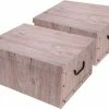 Merkloos Set Van 2x Stuks Opbergdoos/opberg Box Van Karton Met Hout Print Bruin 37 X 30 X 16 Cm - Doos Met Deksel En Handvatten -Lesser & Pavey-winkel 550x411