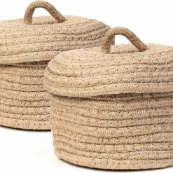 Oliva's - Jute Mandjes - Opbergmand - Opbergbakje - Opbergmandjes - 3L - Set Van 2 Stuks