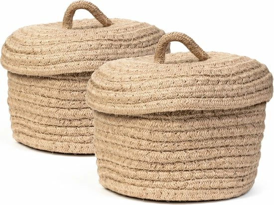 Oliva's - Jute Mandjes - Opbergmand - Opbergbakje - Opbergmandjes - 3L - Set Van 2 Stuks 3 Oliva's - Jute Mandjes - Opbergmand - Opbergbakje - Opbergmandjes - 3L - Set Van 2 Stuks