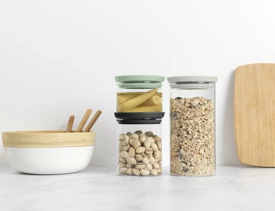 Brabantia Voorraadpotten - Stapelbaar - 0,3 0,6 & 1,1 L - Glas 9 Brabantia Voorraadpotten - Stapelbaar - 0,3 0,6 & 1,1 L - Glas - Afbeelding 7