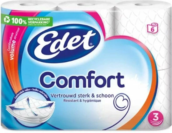 Edet Comfort 3-laags WC Papier - 60 Rollen 4 Edet Comfort 3-laags WC Papier - 60 Rollen - Afbeelding 2